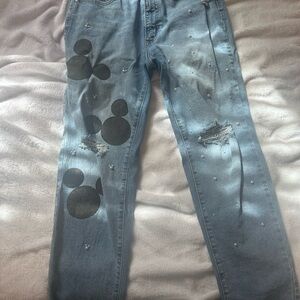 Light Blue Jeans with Black Circle Design
